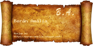 Berán Amália névjegykártya